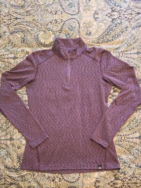 REI Women's Half-Zip Mid-Weight Base Layer Top Heathered Plum